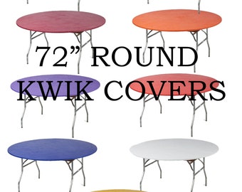 72" Round Kwik covers plastic fitted stretchable tablecloths, elastic tablecloths, huggable tablecloth, outdoor table cloth, quick covers