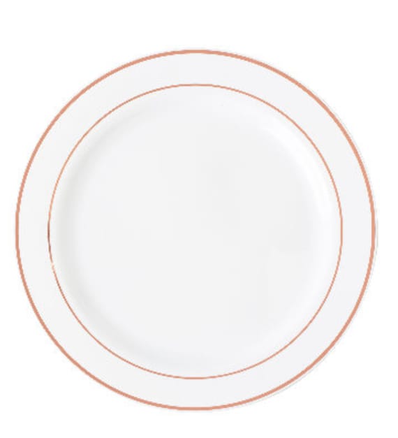 Platos de plástico desechables de lujo de alta calidad con adornos  metálicos de oro rosa, platos de boda blancos, platos de plástico, platos  de buffet -  México