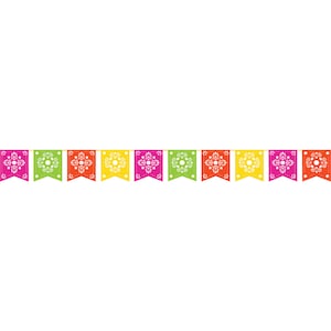 Papel picado banner, Mexican fiesta die cut banner, Mexican fiesta party, cinco de mayo party, day of the dead banner, serape party banner