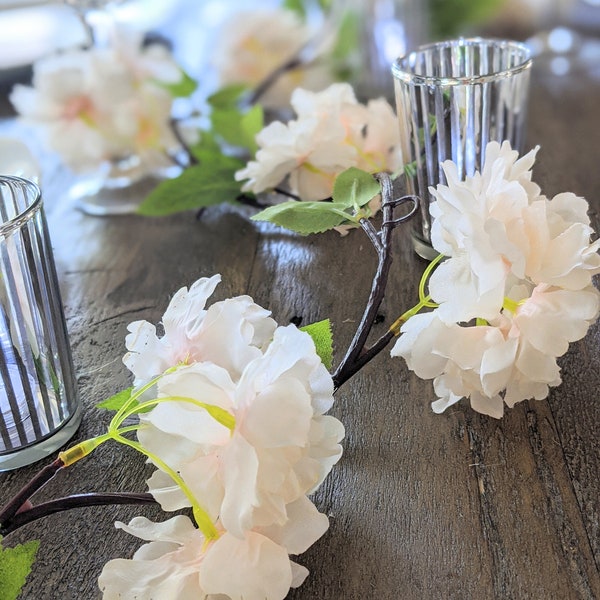 68" Peach blossom Artificial flower garland, Hanging flower garland, woodland nursery garland, greenery garland, peach flower garland