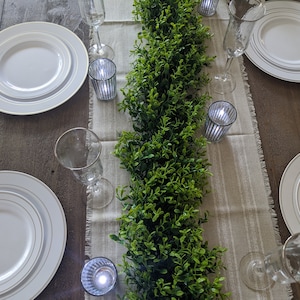 62&quot; Artificial boxwood fern garland, fern garland, greenery table runner, green wedding runner, woodland nursery garland, boxwood garland
