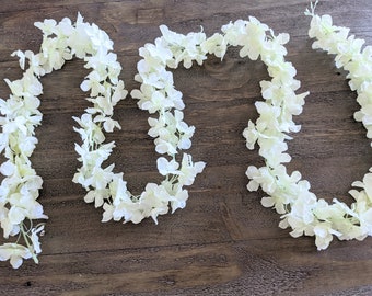80" Artificial hydrangea flower garland, Hanging flower garland, garland for wedding, silk hydrangeas, off white floral garland
