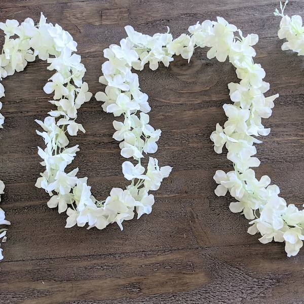 80" Artificial hydrangea flower garland, Hanging flower garland, garland for wedding, silk hydrangeas, off white floral garland