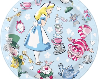 Alice in Wonderland Dessert Plates 8ct, Tea Party Decor, girl birthday