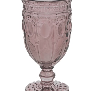 10oz Blush Vintage inspired glass goblet, DIY wedding tableware, pink drinkware, blush cup, Glass chalice, DIY medieval wedding decor