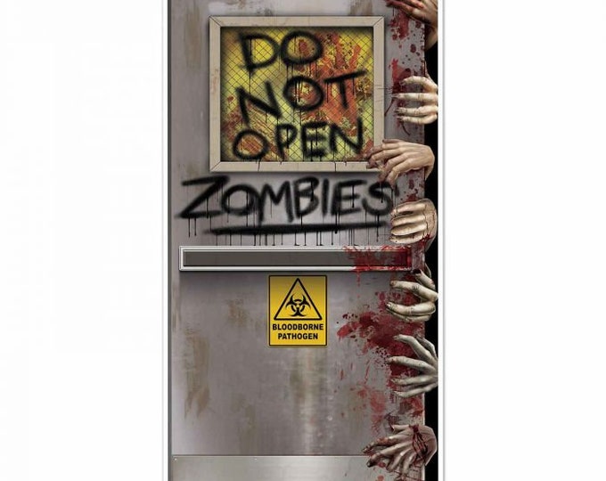 Zombies lab door cover, scary halloween decor, halloween party, scary halloween party, halloween horror, Zombie party decor