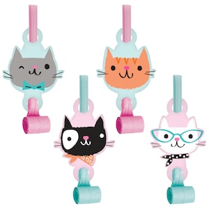 Cat party party favor blowouts, Purr-fect party favors, kitty party favors, kids birthday party, cat party supplies, kitty goodie bag favors