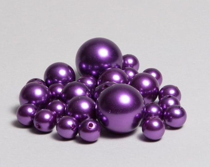 84pc set Purple Beads- assorted sizes for jewelery, vase filler, craft beads