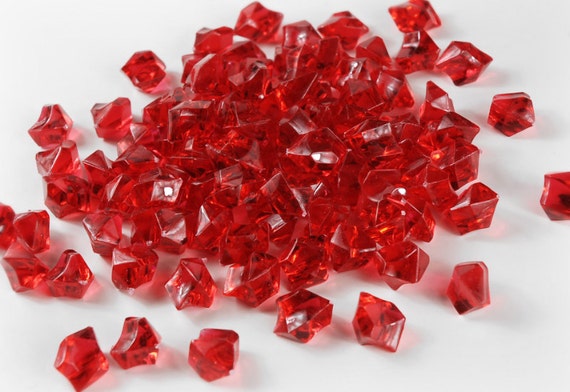 Red Acrylic Rocks, Acrylic Rock Filler, Vase Filler, Gems, Acrylic Gems,  Table Scatter, Ice Rocks, Crystals, Cubes 