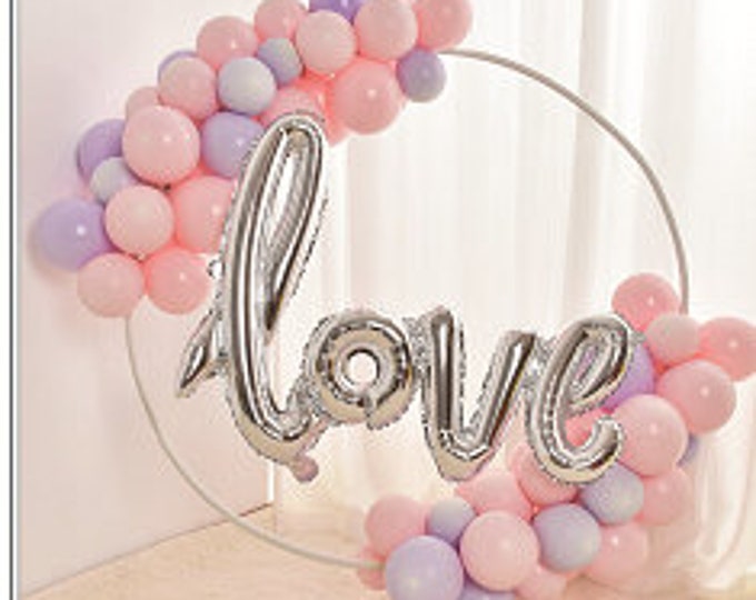 30" round Love hoop balloon garaland with balloons included, anniversary balloons, anniversary garland, bridal shower decorations