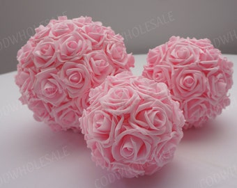 Pink Foam rose soft touch flower ball, pink pomander flower ball, foam rose flower balls, hanging foam pomander flower ball