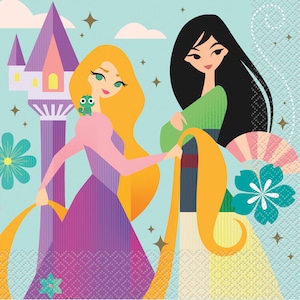 Disney princess paper Lunch napkins, Pretty princess birthday, princess birthday party, princess party, cinderella, mulan
