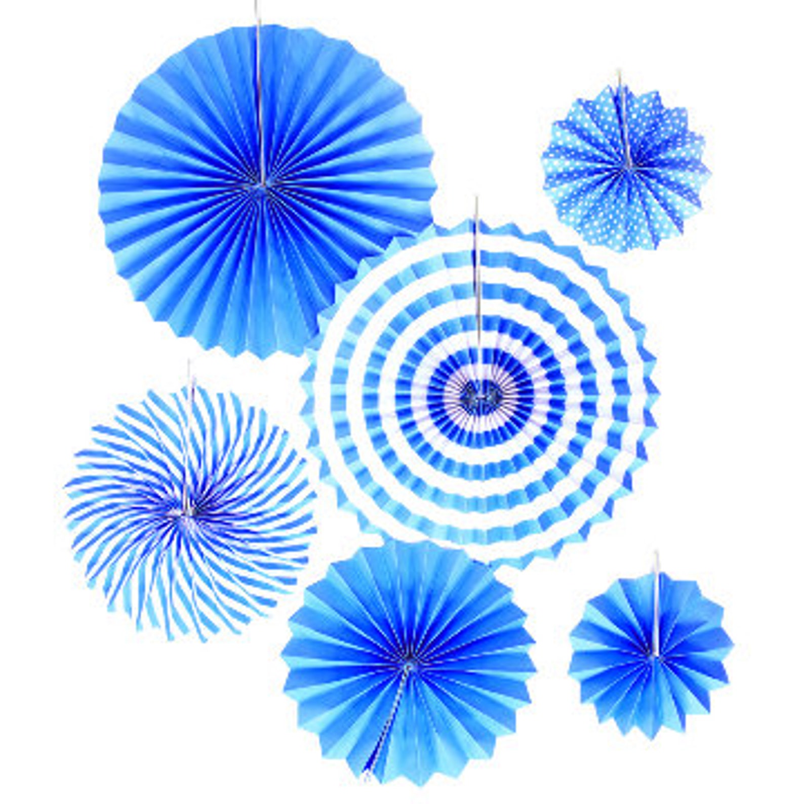Royal blue 6pc paper fan party set blue paper fans blue Etsy