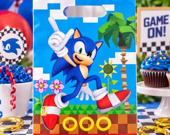 Sonic party favor loot bags 8ct, sonic the hedgehog, sonic party supplies, Sonic birthday, boy party ideas, licensed by UNIQUE INDUSTRIES
