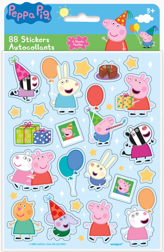 Peppa pig stickers for favors, Peppa pig birthday party, Peppa pig