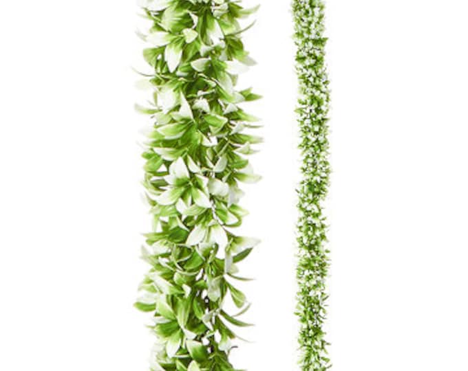 62" Artificial fern garland with white tips, fern garland, greenery table runner, green wedding runner, woodland nursery garland