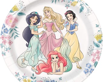 Disney Princess Paper Cake Plates 8ct, Birthday Party Decor, ariel, snow white, ariel
