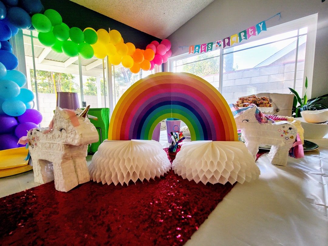 18 Honeycomb 3d Rainbow Centerpiece, Rainbow Birthday Party