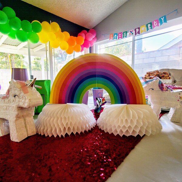 18" honeycomb 3d rainbow centerpiece, rainbow birthday party, rainbow pride centerpiece, Pride week, rainbow party decorations