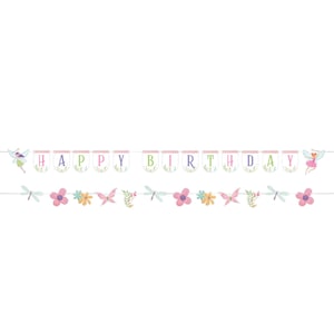 Fairy party happy birthday banner , fairy forest birthday, fairy tableware, fairy party supplies, fairy party tableware, enchanted party