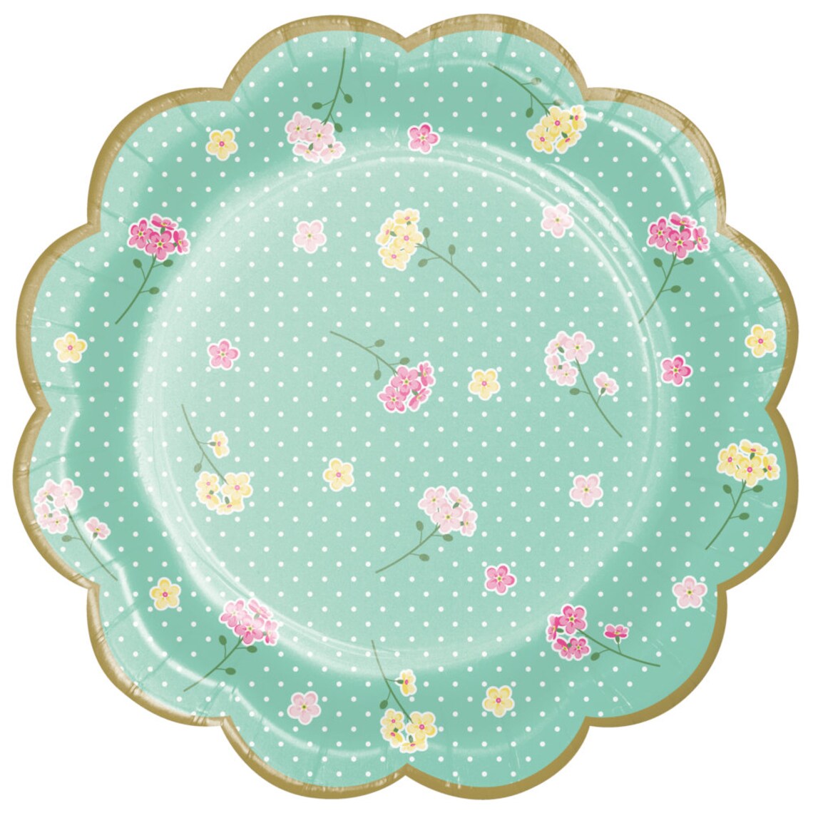 7 Scalloped Floral Tea Party Heavy Duty Paper Plates Etsy