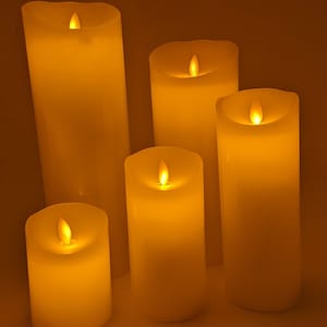 LED indoor battery operated swinging flameless candles made with real wax, holiday, wedding, battery flameless pillar candle