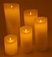 LED swinging flameless candles made with real wax, flickering flameless candles, flameless LED pillar candles, LED lighted candles 