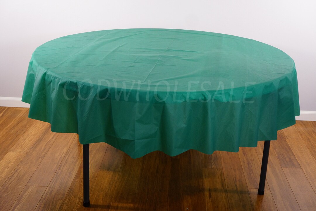 84 Round Hunter Forest Dark Green Plastic Tablecloths for Parties