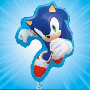 Large Sonic foil balloon, sonic the hedgehog, sonic party supplies, Sonic birthday, boy party ideas, licensed by UNIQUE INDUSTRIES