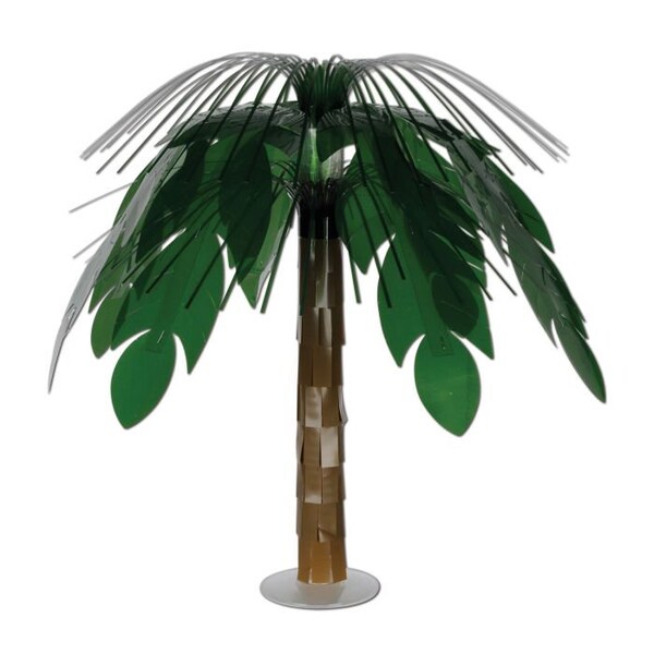 18" Jungle palm cascade centerpiece, Hawaiian theme party, luau party supplies, party luau centerpiece, palm tree decor, flamingo party