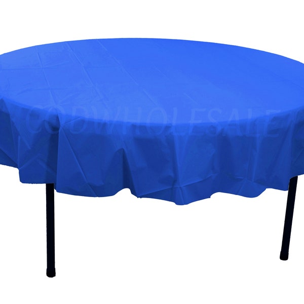 Royal blue round 84 inch plastic table cover, party tablecloths, plastic table cover, disposable tablelcoth, plastic party tablecloth