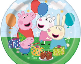 7" Peppa pig Paper plates, Peppa pig birthday party, Peppa pig party supplies, Peppa pig tableware, peppa pig dessert plates