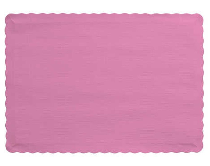 50 count Candy pink Paper Placemats, paper placemats with a scalloped edge, paper place mat, candy pink placemat