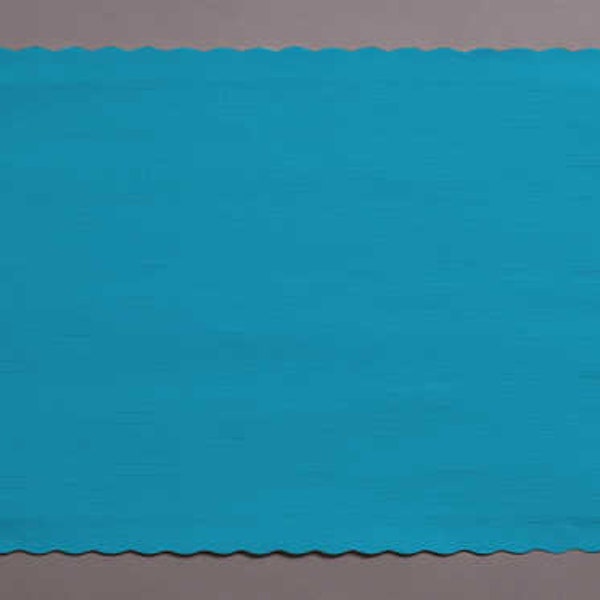 50 Turquoise Paper Placemats, blue scalloped edge placemats, paper place mats
