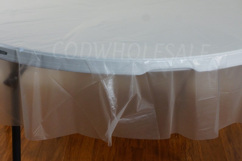 84 Round Clear plastic tablecloths for parties large Etsy