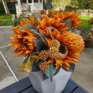 Fall Sunflower and mum artificial bouquet, artificial flower bouquet, silk sunflowers, artificial sunflower bouquet, sunflower bouquet