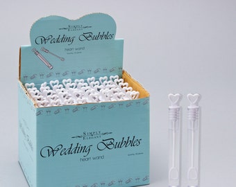 48pc Wedding bubble tubes with solution, send off, guest favors, bubble wands with heart top