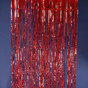 Red metallic Fringe curtain panel. baby shower party backdrop, Sparkle  Foil Fringe , photo booth