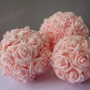 Blush Foam rose soft touch flower ball, Bluch pomander flower ball, foam rose flower balls, hanging foam pomander flower ball