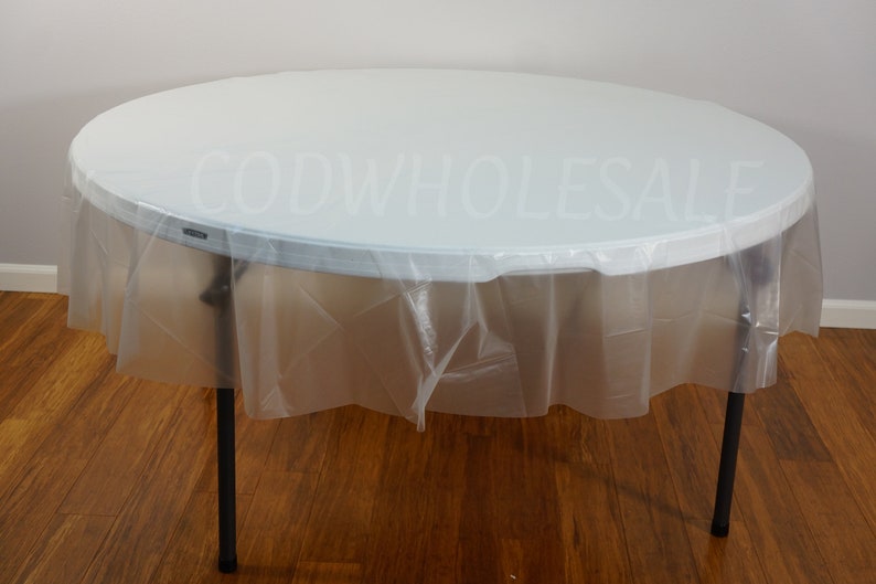 84 Round Clear plastic tablecloths for parties large Etsy
