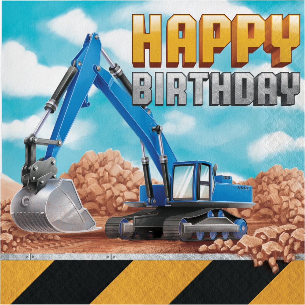 Constrution Birthday lunch napkins big dig construction napkins excavator party dump truck birthday construction party boy