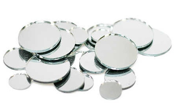 100 count- 1 inch round glass craft and hobby mirrors, round craft hobby  mirrors, small mirrors, craft mirrors, mini mirrors