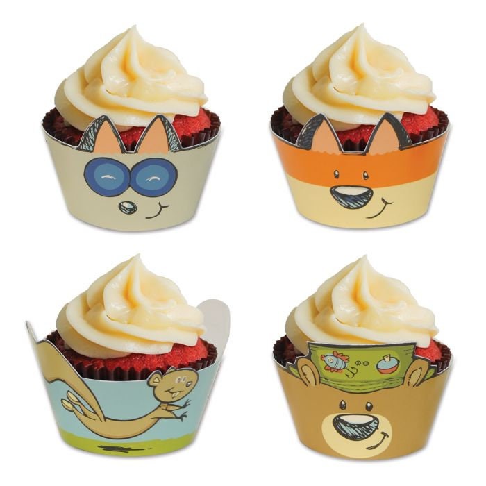 8 Woodland friends cupcake wrappers fox birthday chipmunk birthday woodland friends wild one birthday first birthday wild one