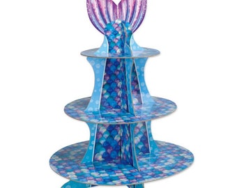 Mermaid cupcake stand, mermaid party supplies, mermaid plates, mermaid party, seahorse party, Mermaid birthday, under the sea party