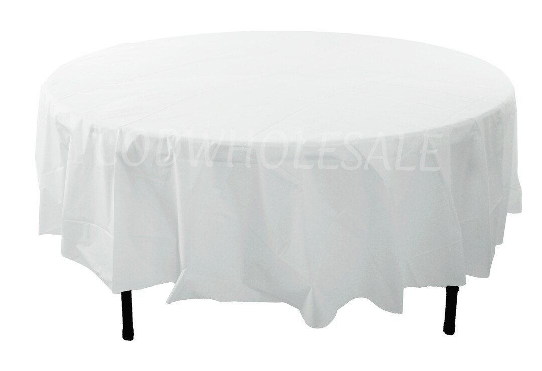 96 Round White Plastic Tablecloths for Party Large Round Plastic Tablecloth Tablecloth for Large Table Tablecloth for Wedding Etsy UK