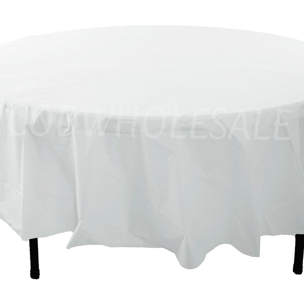 96" Round White plastic tablecloths for party, large round plastic tablecloth, tablecloth for large table, tablecloth for wedding