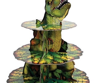 Dinosaur cupcake stand, dinosaur party, dino party, boys birthday party, dinosaur party supplies, t-rex party