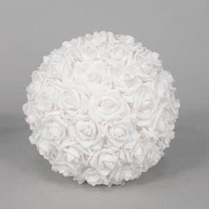 White Foam rose soft touch flower ball, white pomander flower ball, foam rose flower balls, hanging foam pomander flower ball