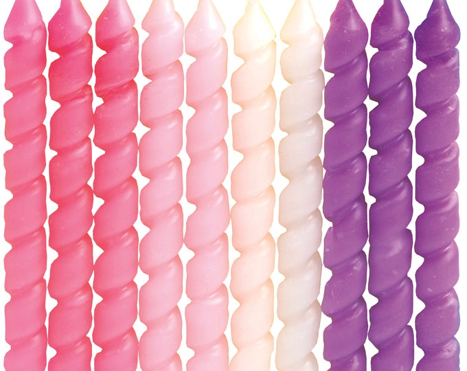Pink and purple spiral birthday candles, unicorn birthday candles, Ice cream party, ombre pink birthday candles, donut party