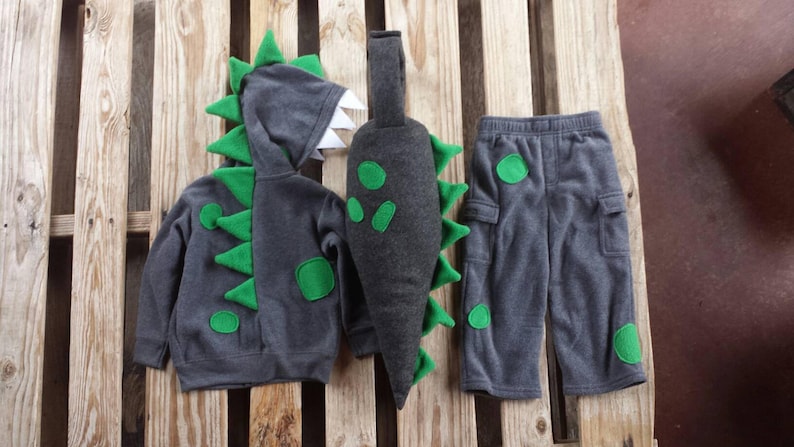 3 piece Dinosaur costume. Dino Hoodie, Dino Tail and Pants. image 2